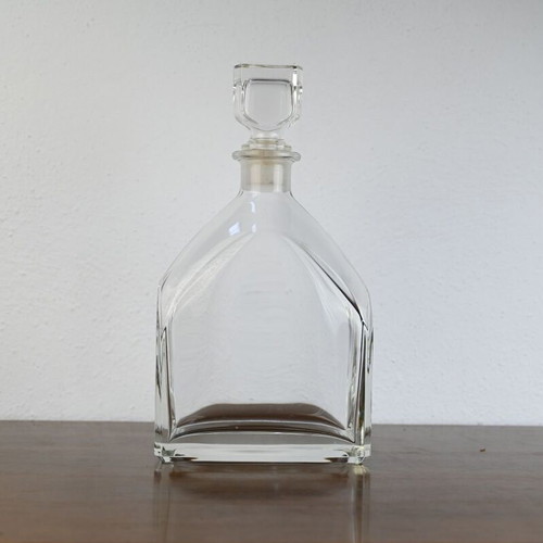 Glass decanter with square shape and stopper like new