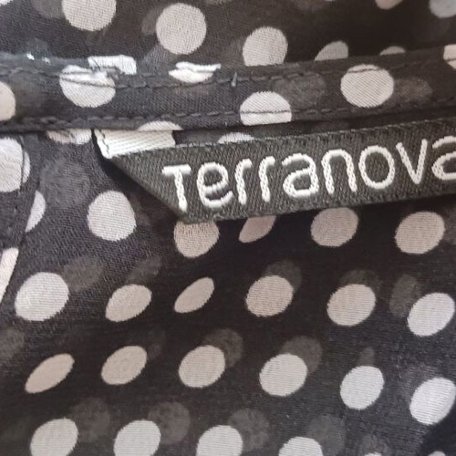 Terranova transparent polka dot top black with white dots like new
