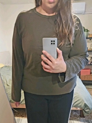 H&M long-sleeve blouse olive color like new, size XL