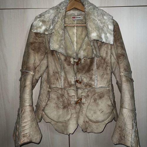 Fur jacket women's like new, beige, size S