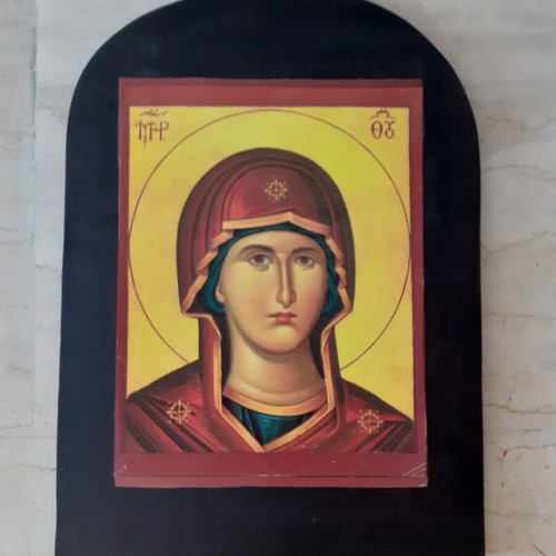 Wooden handmade religious icon new, decoupage technique