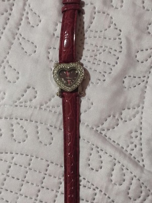 Oriflame women's watch with rhinestones like new, red strap