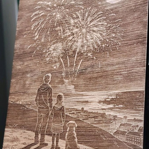 Wooden engraved image new with laser engraving