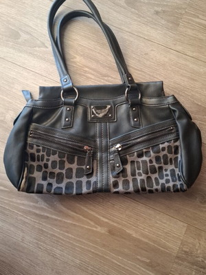Nine West shoulder bag black with pony skin details used