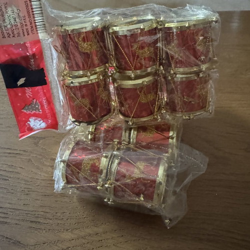 Christmas drums set of 12, two sets of 6