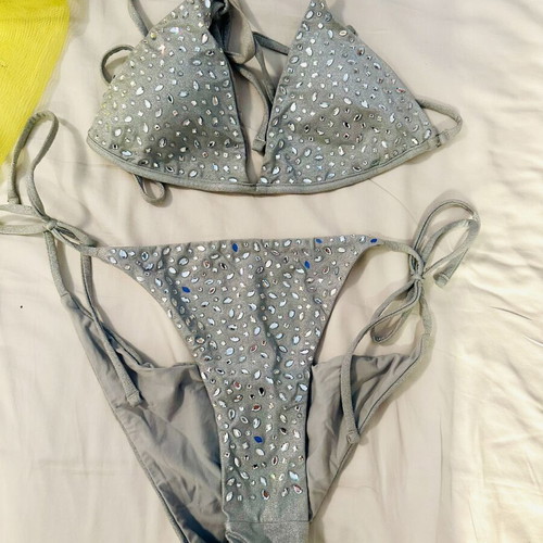 Maaji swimsuit like new with Swarovski crystals, grey silver