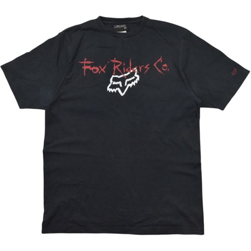 Y2K Fox Faded Black T-shirt used, size M-L