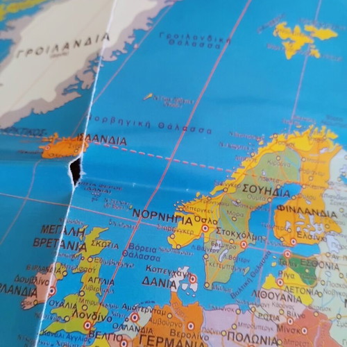World Political Map of Europe used, torn in several folds