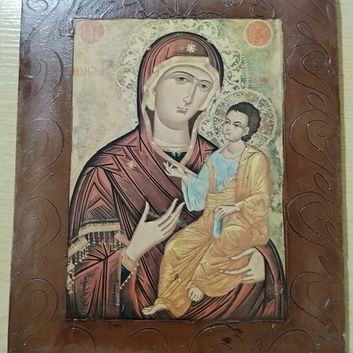 Panagia Odigitria icon, 22.5x29 cm, worn corners