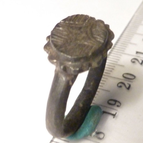 Old Revival bronze ring with decoration used