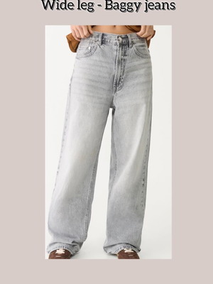 Stradivarius Wide Leg Baggy Jeans size 42 like new, gray