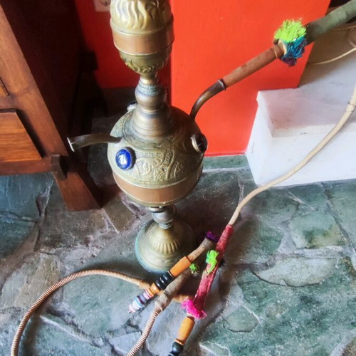 Hookah 1.20m Egyptian copper and bronze used, 1990