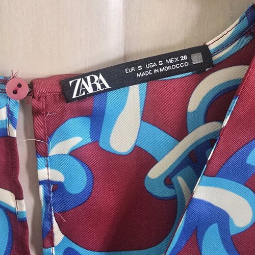 Zara dress new, burgundy with blue, size S-M