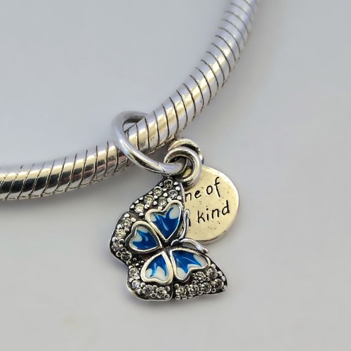 Charm Blue Butterfly Silver S925 with Zirconia new