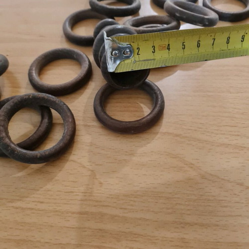 Curtain rings and finial used for wooden curtain rod, set of 14 pieces