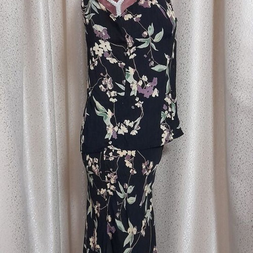 Rapture Wear vintage γυναικείο σετ δύο τεμαχίων, μαύρο με floral