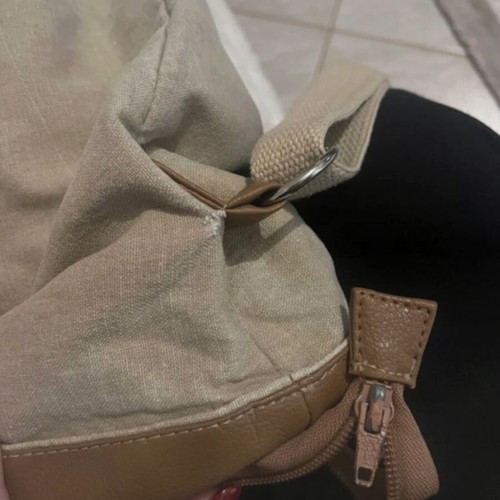 Boho bag used, beige fabric with adjustable strap