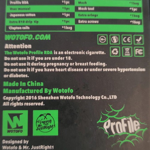 Wotofo Profile RDA used black steel atomizer