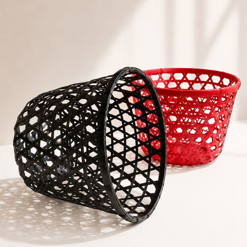 Bamboo baskets set of two large, like new, black and red