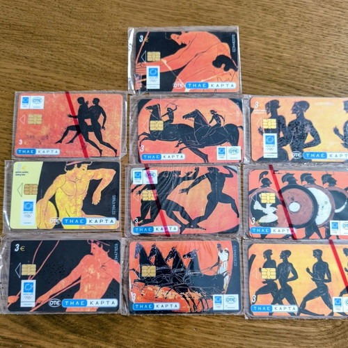 Set of 10 OTE collectible phone cards, Ancient Olympic sports