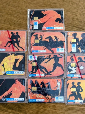 Set of 10 OTE collectible phone cards, Ancient Olympic sports