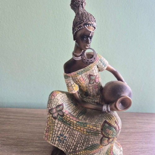Decorative figurine African woman with jug used