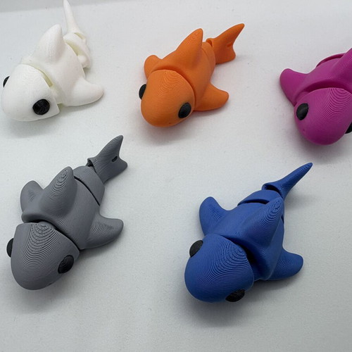 3D Printed Articulated Shark Fidget Toy new, various colors