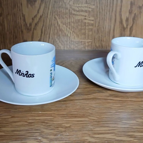 Souvenir coffee cups from Milos, set of 2