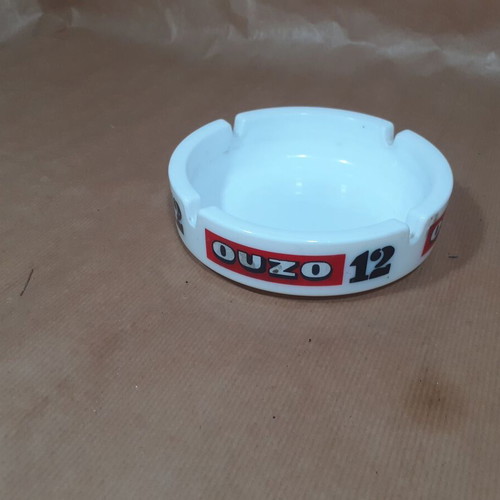 Ouzo 12 ashtray used, white