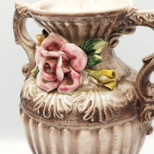 Capodimonte vase used, vintage, handmade, made in Italy