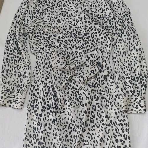 Zara women's wrap dress used, white and black leopard print, size XS