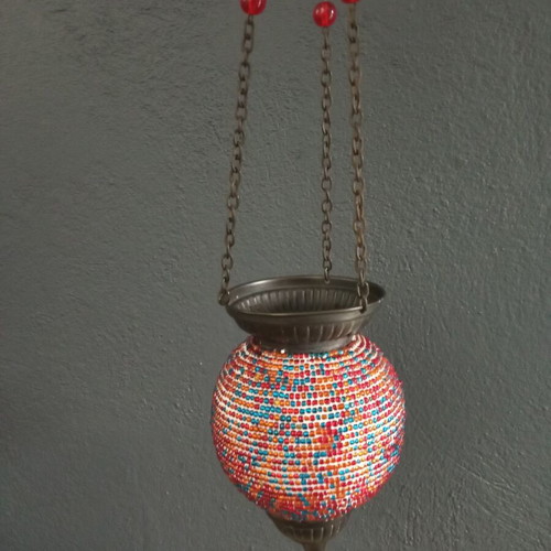Hanging lantern for tealight candle used, height 60 cm