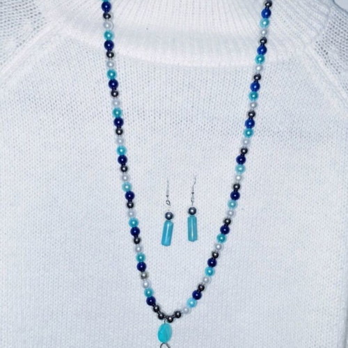 Colorful Beaded Necklace and Earrings Set, new