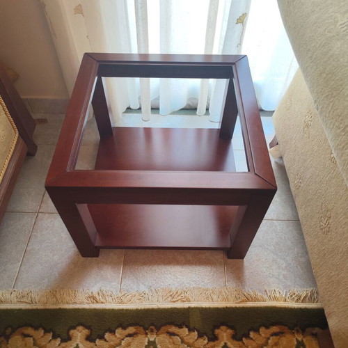 Coffee table used with missing glass top and minor scratches