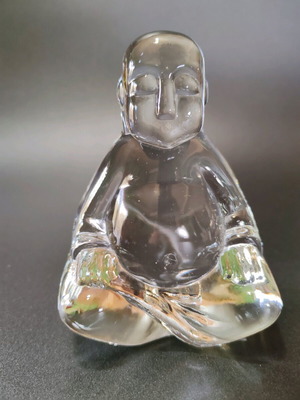 Buddha statue new thick pressed glass from the 60s