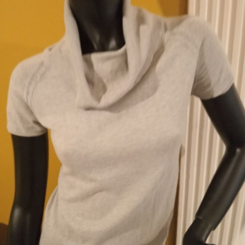 Motivi short-sleeve knit sweater, gray, size M, 5% cashmere