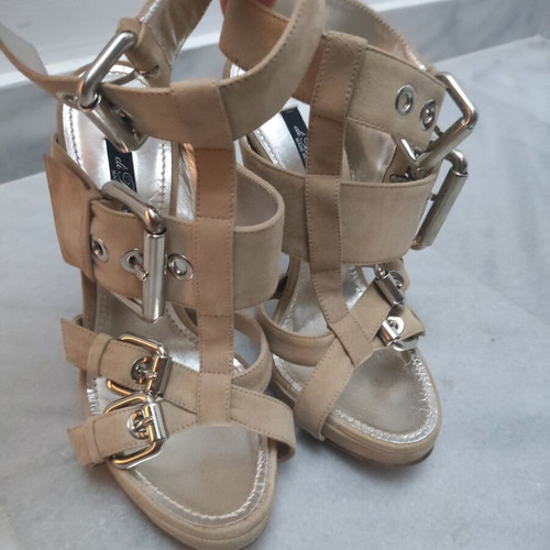 Di Beatrice beige leather platform sandals size 36.5