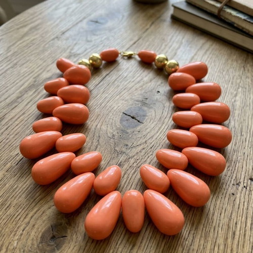 Necklace stainless steel new, orange