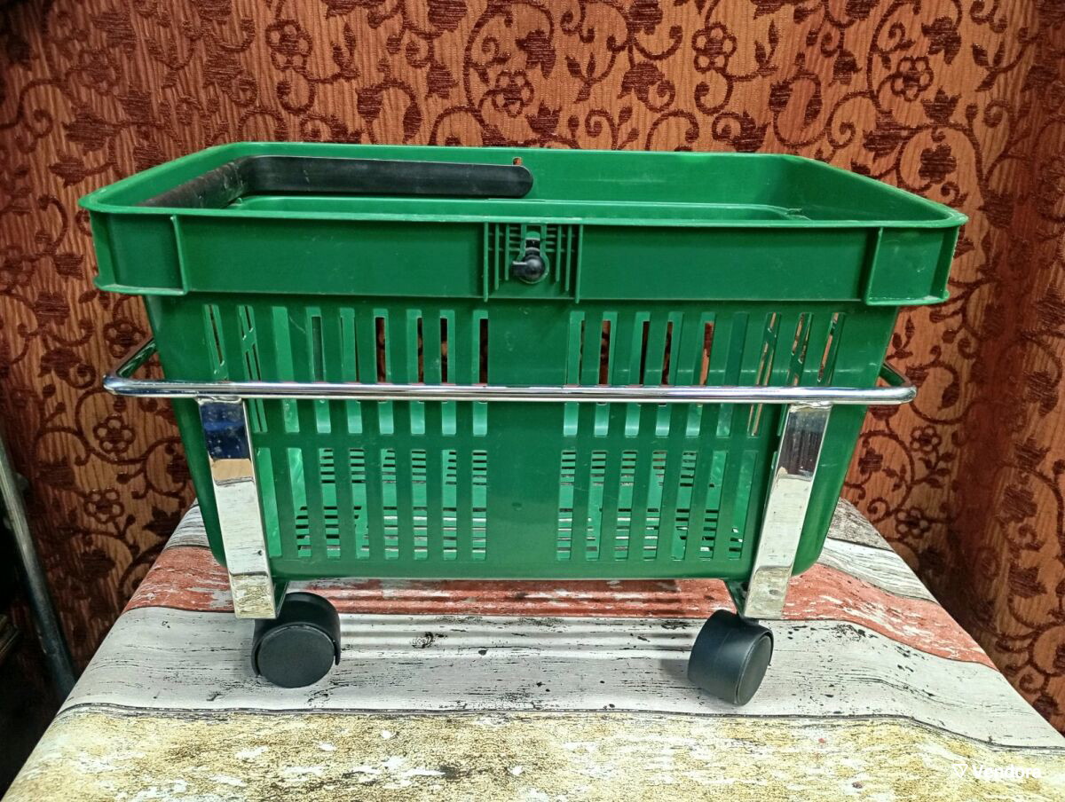 Βάση στίβαξης καλαθιών σούπερ μάρκετ μεταχειρισμένη, χρωμιωμένη με στοπ