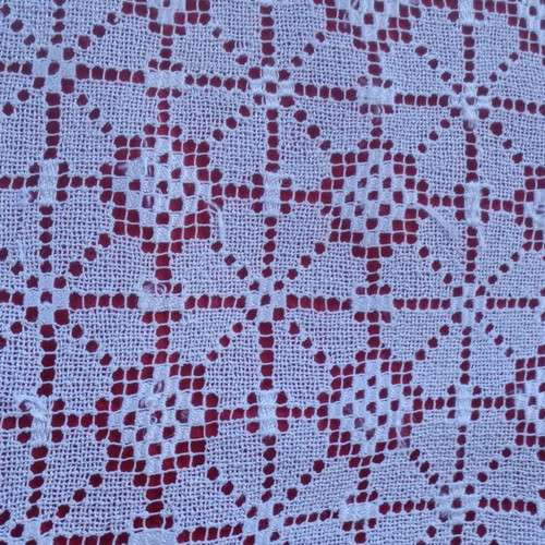 Filet lace doily used, handmade vintage 45×52 from Tinos