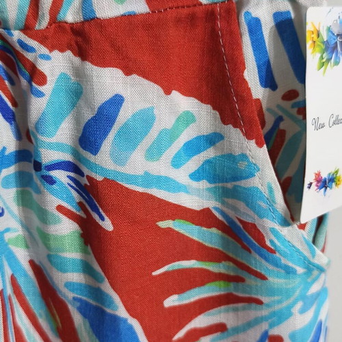 Cotton Linen Top and Bermuda Set new, tropical print, size M-L