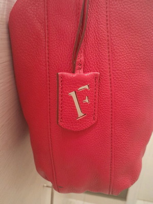 FURLA δερμάτινη κόκκινη τσάντα ώμου