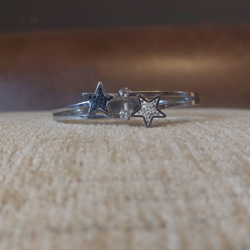 Silver cuff bracelet with star and rhinestones like new