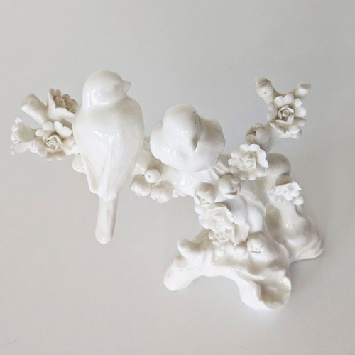 Andrea by Sadek porcelain decorative figurine with birds used, 14 cm