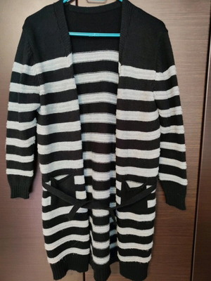 Knitted Long Cardigan like new, black and gray, size S