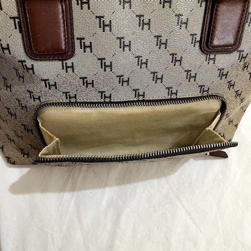 Tommy Hilfiger Monogram Jacquard Canvas Shoulder Bag used, beige/brown