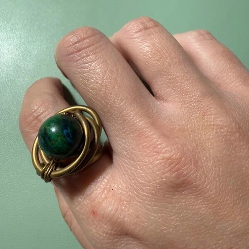 Handmade ring with green stone like new