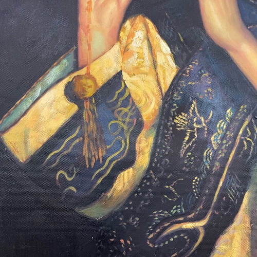 Artwork on canvas with velvet, like new, Taylor, the flute theme