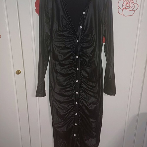 Black Shein leather dress new with buttons