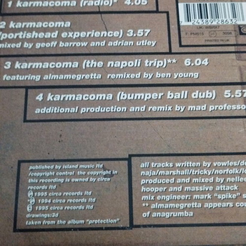 Massive Attack Karmacoma CD single used, electronic genre